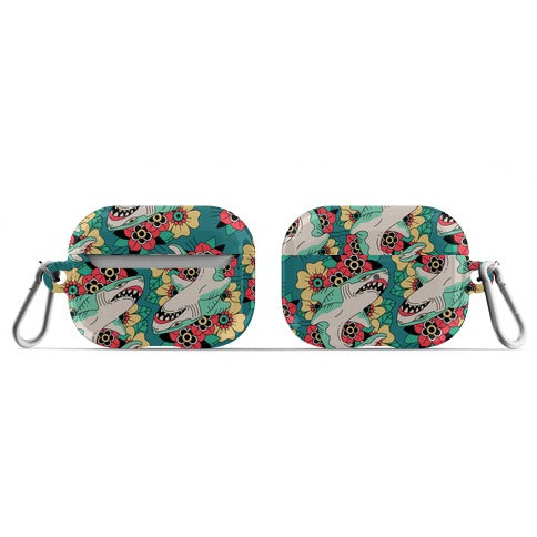 Floral Shark Traditional Tattoo AirPod Case